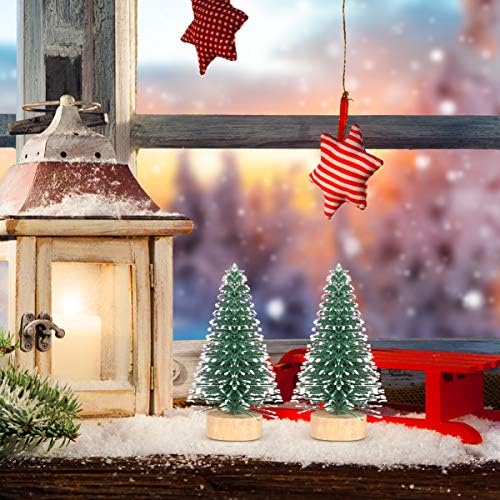 VeeMon 10pcs veštački mini božićno drvce, mini borovo drvo sa bocom za snijeg i drveta Božićna stabla umjetna