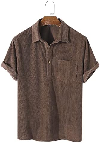 Ljetne muške majice muško casual corduroy t majica bluza od košulja s kratkim rukavima s kratkim