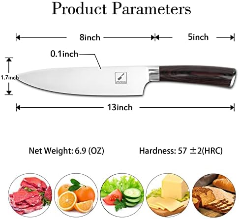 IMARKU japanski kuharski nož - Pro kuhinjski nož 8-inčni kuharski noževi visoki ugljeni od nehrđajućeg čelika oštri parijski nož sa ergonomskom ručkom, korisne kuhinjske gadgete 2023