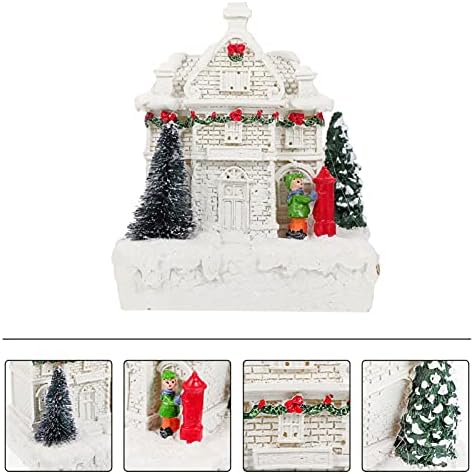Prettyzoom lampica Božićna kuća svijetli Božićno selo Kuće ukrasne porodične figurine Desktop ukrasi za Xmas Holiday Home Decor Decor