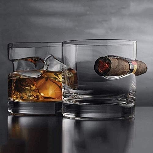 Whisky decantador Cigar Glass, Staromodno staklo za viski sa ugrađenim držačem za cigare, pokloni za muškarce koji imaju sve, savršeno za dekantere viskija, Burbona, pića