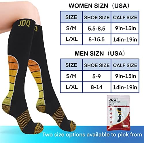 JDQ Spremne čarape za žene i muškarce, cirkulacija 20-30mmhg, visoke čarape za koljena, najbolja podrška za sestre B serije