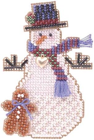 Mill Hill Gingerman Snježni šarmer Beaded Brojeni ukršteni bod Ornament snjegović Kit Mill