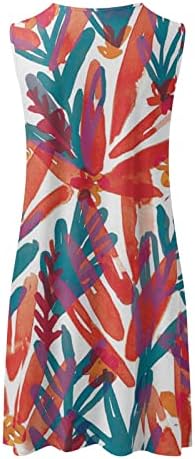 Kcjgikpok haljine na plaži za žene 2023, cvjetni uzorak Oversize okrugli vrat Kamisol Swing sarafan ljetna Ležerna Criss haljina