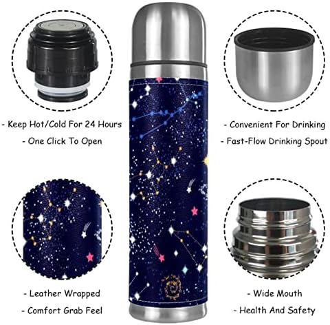 Izolirana boca za vodu, termos za toplu piću, svemir Galaxy planeta, kafe Termos boca od nehrđajućeg čelika