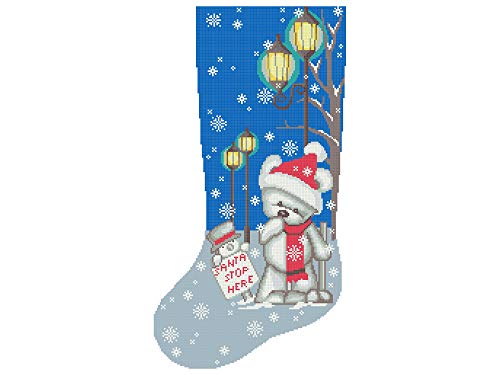 Božić čarape Cross Stitch uzorak PDF / Modern broje lako slatka medvjed snjegović pahulje Cross