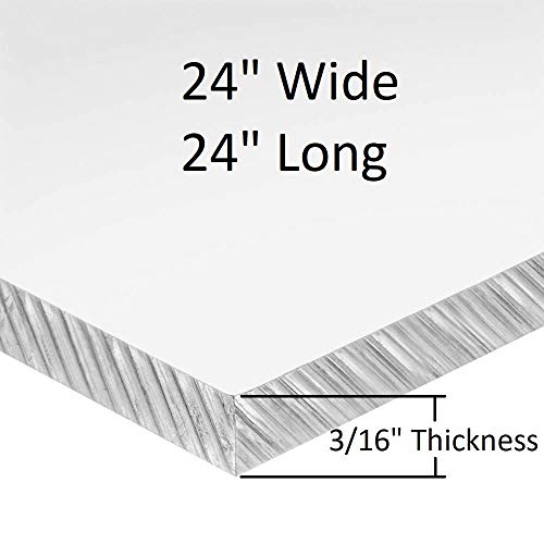 Prozirni akrilni Lim od pleksiglasa, 3/16 debljine x 24 širine x 24 dužine