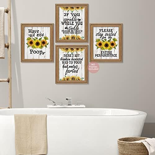 Funny kupaonica zid Art Print suncokret Painting Print šaljivi Citati Poster, kupatilo zid dekor, kupatilo