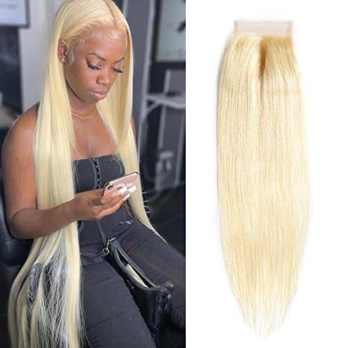 Langer Hair 613 Gold 4x4 HD čipkasto zatvaranje 16 inča / Sheer HD čipka | brazilska Djevica Remy ekstenzije ljudske kose | Djevičanska plava ljudska kosa / ljepljive perike ljudska kosa / perike od ljudske kose za crne žene