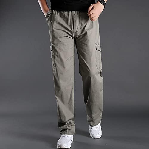 Mens modni casual labavi pamučni plus veličine džep čipkaste pantalone muške hlače