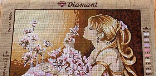 Diamant igle obojene platnu broje krst šav tapiserija Kit Gobelin-dama sa cvijećem. 18 x24 D566 by Gobelinl