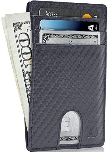 Pristup odbijen prava koža Slim minimalistički muški novčanik-tanki prednji džep RFID držač kreditne kartice