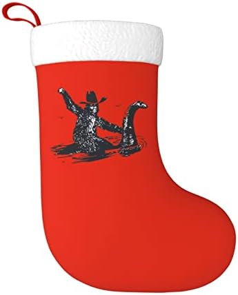 Yoigng Bigfoot Riding Loch Ness Monster Božićni čarapa Xmas Čarape Klasični odmor Kamin Vješanje čarapa