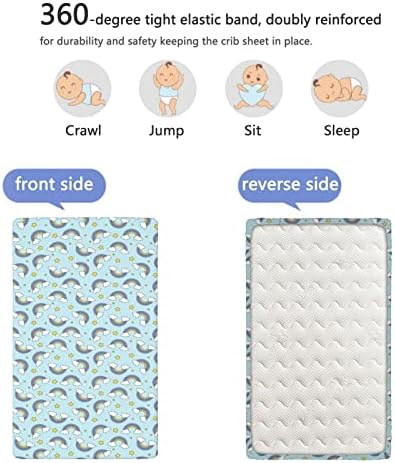 Opremljeni list sa rasadnicima, standardni madrac sa krevetom sa krevetom ugrađeni meki i prozračni krevet za bebe-baby list za dečake, 28 x52, višebojna