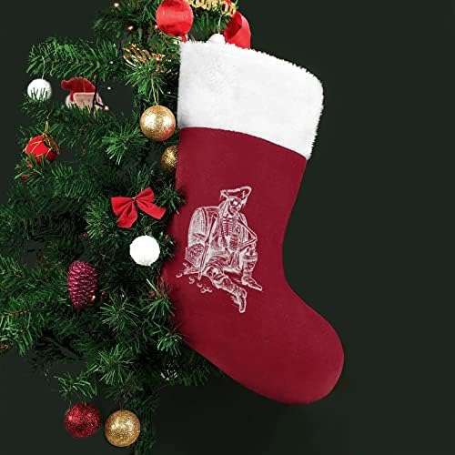 Skeleton gusar Holding pivo božićne čarape sa plišanim kaminom visi za Xmas Tree Decor Decor