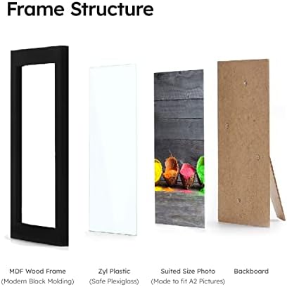 Crni A2 Poster Frame displej 16.5 x 23.4 inčni posteri i slike - horizontalni i vertikalni zidni viseći set od 3
