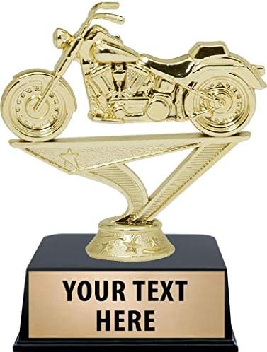 Crown Nagrade Trofeji motocikli sa prilagođenim graviranjem, 5 personalizirani motocikl mekani repni trofej na crnoj bazi