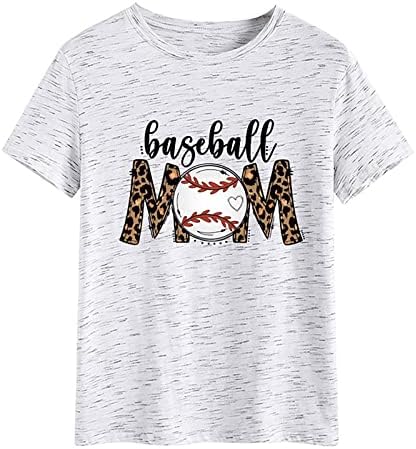 Žene Tops Seksi, Bejzbol Mama T-Shirt Funny Cool Bejzbol Print Kratki Rukav Grafički Tees Ljeto