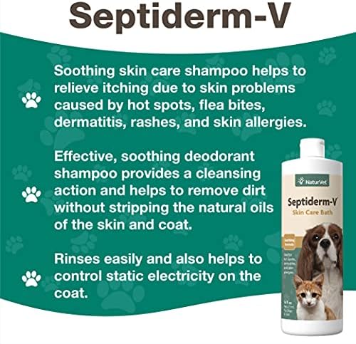 NaturVet Septiderm-V njegu kože za kupanje za pse & mačke – pet zdravlje, pas kože, svrab, žarišta – pet šampon, Grooming Aid – 16 oz.