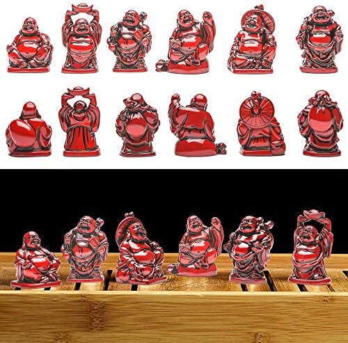 Talent Feng Shui 2in Red Resin Shueping Buddha Ciperice Statue Set od 6