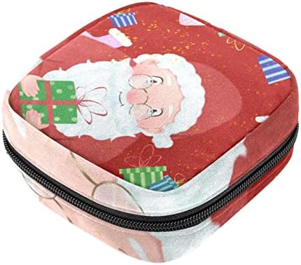 Oryuekan Snitarna torba za savrće, menstrualni kup torbice Prijenosni sanitarne jastučiće za skladištenje ženske menstruacije za teen djevojke Žene, dame, božićni crtani devići Santa Claus Red