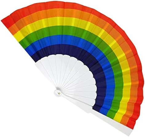 Hulzogul Rainbow ručni ventilator Drag Queen Folding ventilator, originalni ventilator za ruke, parade muzika festival plesnog performansi | Šareni ručni ventilatorski ljetni dodatak za zabavu Rainbow