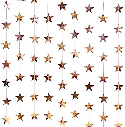 Carecheer Glitter Star Garland Dekoracija banera, 130 stopa svijetla zlatna zvijezda Viseća runta Banner Backdrop za angažovanje vjenčanog dječjeg tuširanja rođendan božićnog dekora