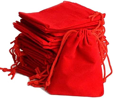 Crveni baršun 7x5 inča približno Potli poklon torbice Bagerazvrstana boja za Božić Diwali Uskrs rođendan godišnjica vjenčanja dizajner poklon - 21kom