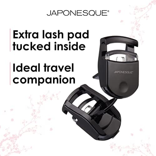 Japonesque Travel Eyelash Curler, Crna - Čišćenje trepavica od plastike za putničke šminke - dolazi sa bonus zamjenskim lastnim jastučićem - 1 pakovanje
