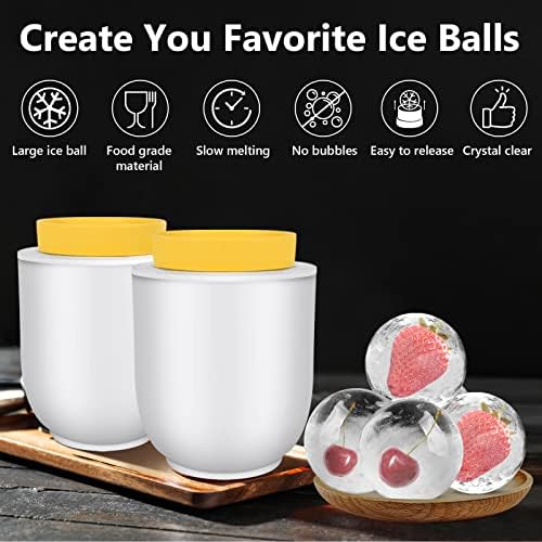 Kayyuki Office clear Ice Ball Maker - sporo topljenje 2.8-inčnih ledenih kuglica-TPE kalup bez BPA sa filterom za časopis - poboljšan dizajn za jednostavno oslobađanje - široko se koristi za viski, koktele, vino, rakiju.