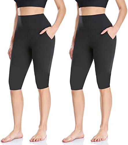 Fullsoft 2 pakovanje ženske ženske koljena-ruganje-uzvlačenje kapri kapri-hlače -Orke casual ljetne joge gamaše