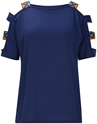 Žene hladno ramene ležerne - žene Ljetne majice s kratkim rukavima Tunic Strappy Hladni ramena 2022