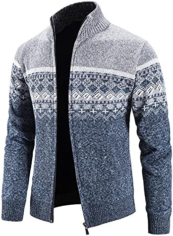 Beuu Muški povremeni kardigan džemperi Slim Fit Pleted puni džemperski džeks sa džepovima prugasta topla zimska odjeća