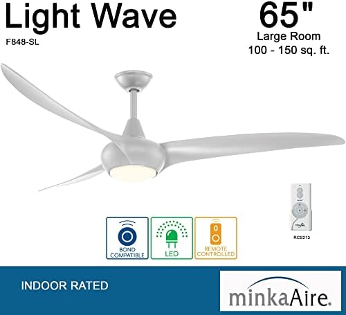 Minka-Aire F848-SL Light Wave 65 stropni ventilator sa LED svjetlom i daljinskim upravljačem u srebrnom