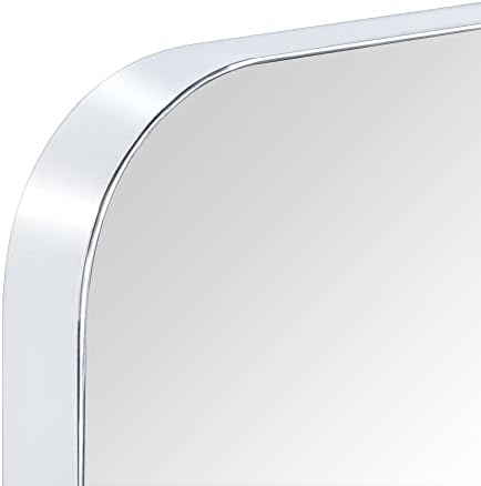 GRACTO 24x36 '' Chrome Metal Uramljeno ogledalo za na zidu u nehrđajućem čeliku zaobljeno pravokutno