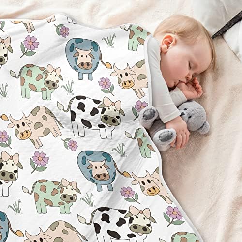Swaddle pokrivač Šarene krave Pamučni pokrivač za dojenčad, primanje pokrivača, lagana mekana prekrivačica za