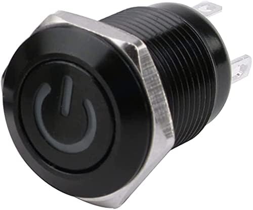 Ganyuu 12mm Vodootporni oksidirani crni metalni prekidač sa LED svjetiljkom Momentalni zasum za
