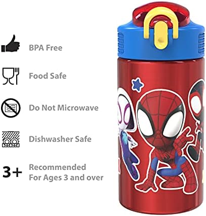 Zak dizajn Marvel Spider-Man 18/8 bočica za vodu od nerđajućeg čelika sa jednim zidom, poklopac za izliv sa preklopnom slamkom, izdržljiva čaša za sport ili putovanja
