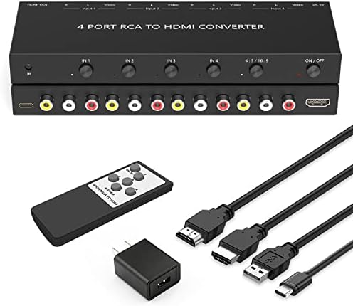 4port AV do HDMI Converter, RCA / Composite / CVBS za HDMI adapter Podrška 16: 9/4: 3 Kompatibilan