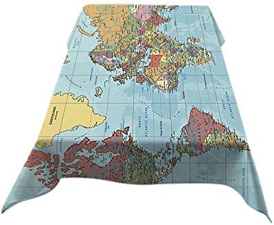 Aoyego Politički svjetski krpe Tkanina Pravokutnik Vintage Precizno globalno plava Travel Karta