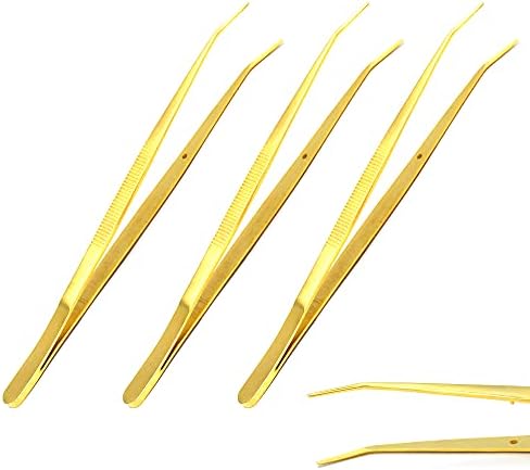 Odontomed2011 set od 3 kom. Zlatna boja 6-inčna pinceta za šivanje nazubljene savijene savijene