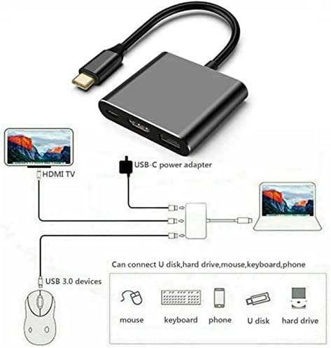 Kruige USB-C do HDMI Multiprti adapter, USB-C digitalni AV adapter PD 100W, tip-c Thunderbolt 3 do HDMI 4K izlaza USB3.0 Converter kabel za dom, ured, laptop, telefon, tablet računar i više, siva