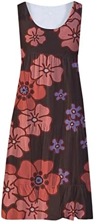 Knosferska haljina za žene u vratu Midi haljina Ljetna ljuljačka haljina casual hem haw haljina