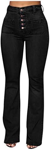 Ženski retro visokog struka Jean Trumpet Flare Skinny Ripped Bell donje traperice za žene Klasične pantalone u obliku Jean
