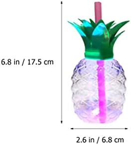 Upkoch 6 kom. Plastični čaše za piće u obliku pijeta, LED svjetlosne čaše sa poklopcima i slamom