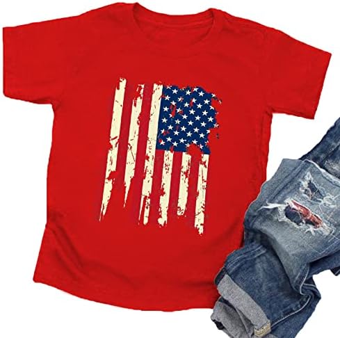 Američka košulja za zastave Toddler Boys Girls Patriotska majica USA Zastava Grafičke majice 4th jul Tee vrhovi