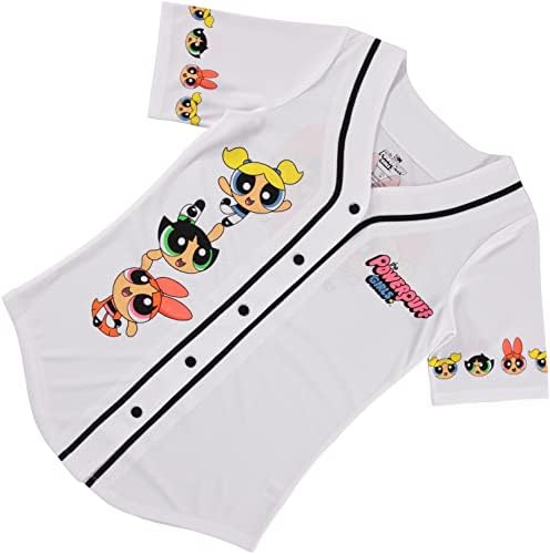 PowerPuff Girls Dame Baseball Jersey - Powerpuff MESH tipka dolje bejzbol dres - Blossom Bubble majica i majica