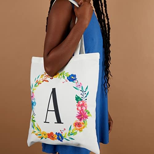 Set 2 monogram za višekratnu upotrebu Personalizirane torbe za tote za žene, cvjetni dizajn