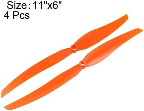 UXCell RC propeleri CW 1160 11x6 inčni 2-vano na fiksno krilo za avionsku igračku, najlonski narančasto 4pcs sa adapterskim prstenima