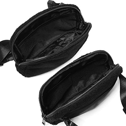 OVILUP ženska torba za pojas od flisa sa podesivim remenom mala torbica za struk za trening trčanje putujući planinarenje-Fleece Black